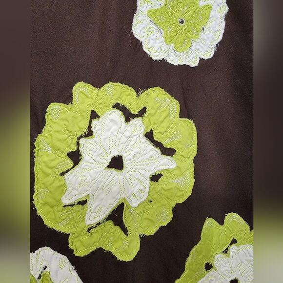 Robbie Bee Boho A-line Flower Applique Skirt, Brown Yellow Green, Size 8 - Picture 3 of 7